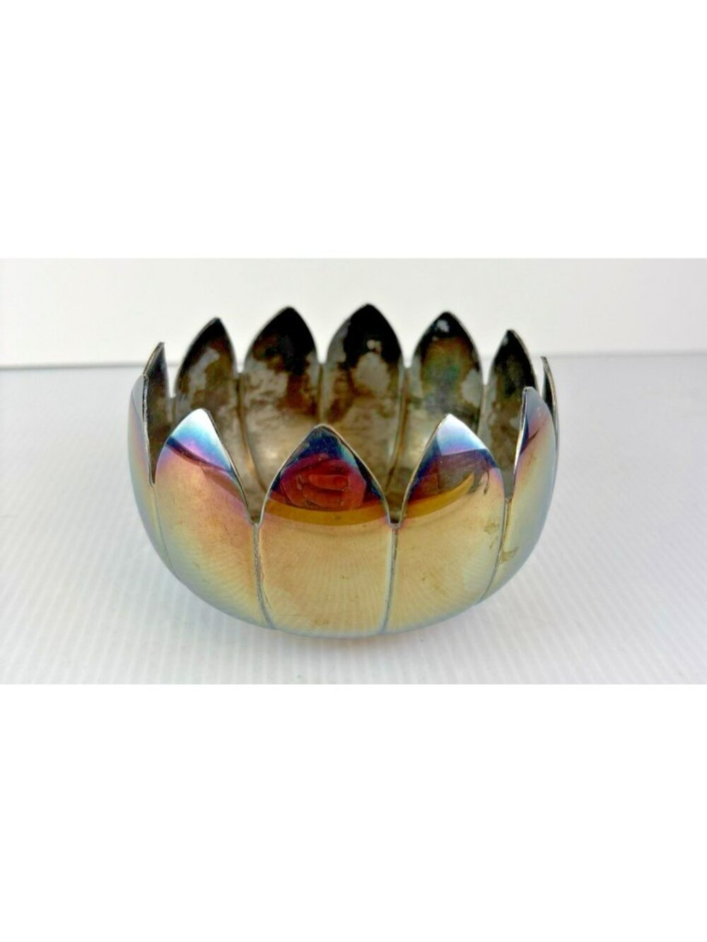 Vintage 1970s Leonard Silver Plate Lotus Flower Bowl Decorative Centerpiece
